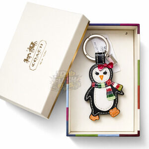 NWT Coach Legacy Patent Leather Penguin Key Fob Chain Bag Charm - with Gift Box!